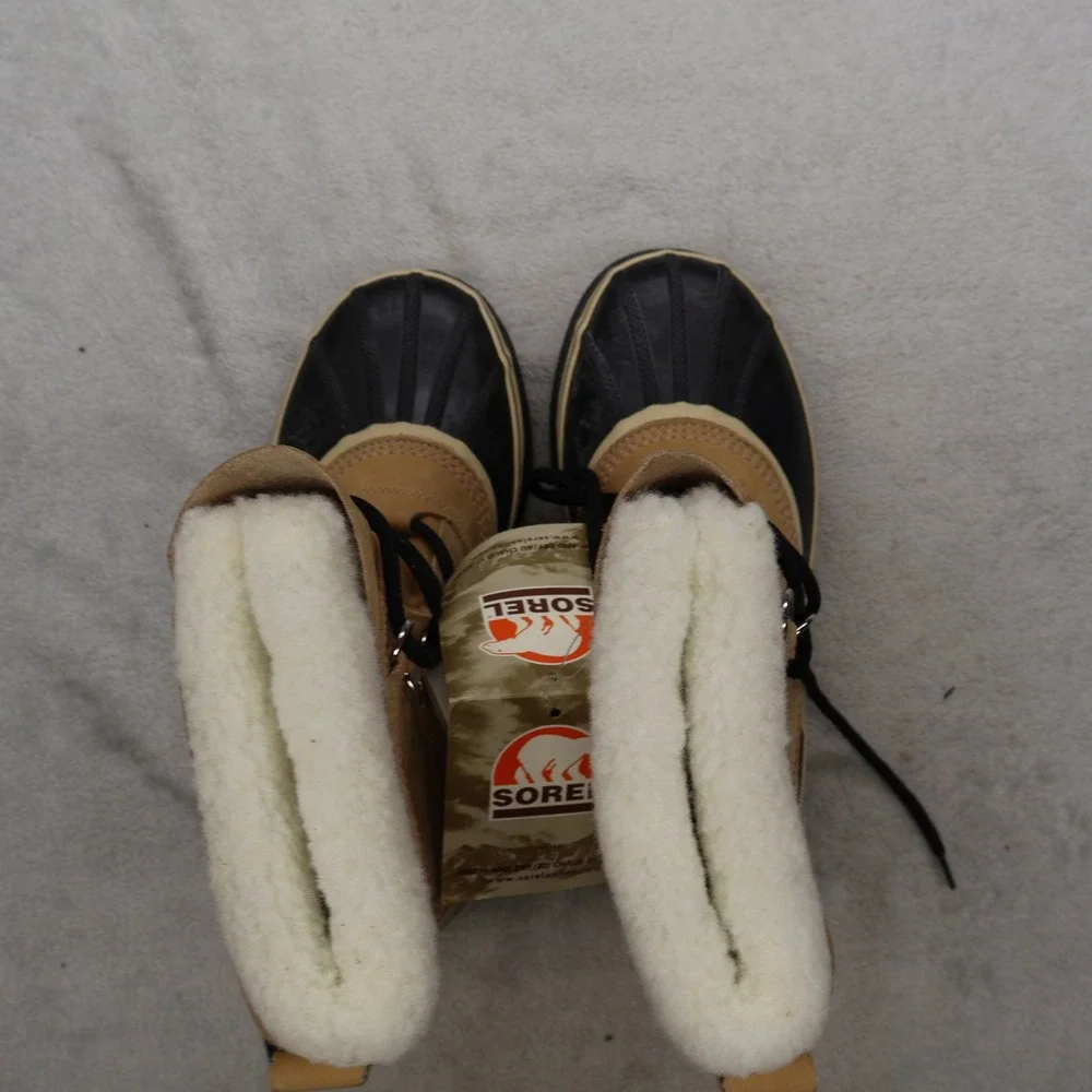 Sorel Mens 8 Snow Boots Beige Caribou II Leather Winter Waterproof NM1000-280